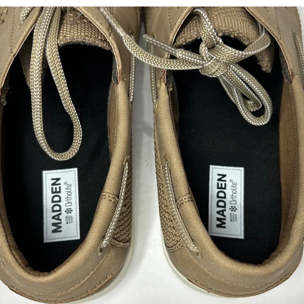 Madden Mens Tan Mesh Boat Shoes Ortholite Loafers Brown US 9.5 Preppy‎ Boat Shoe